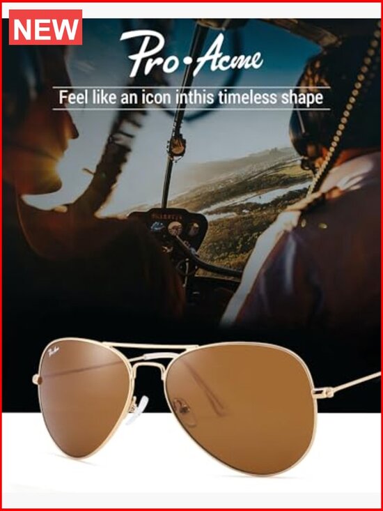 Classic Aviator Sunglasses with Metal Frame and UV Protection